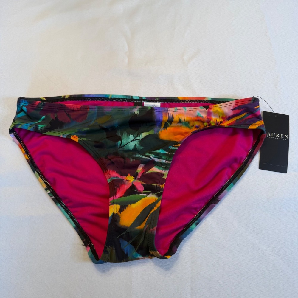 Lauren Ralph Lauren Floral Bikini Bottoms Multicolor Tropical Swim Size‎ 4 NEW